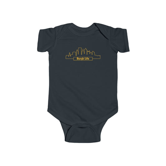 Burgh Life Baby Bodysuit - Pittsburgh Skyline Onesie Kids clothes Yinzergear Black NB (0-3M) 