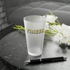 Yinzer Frosted Pint Glass Pittsburgh tumbler front view mockup view | Yinzergear