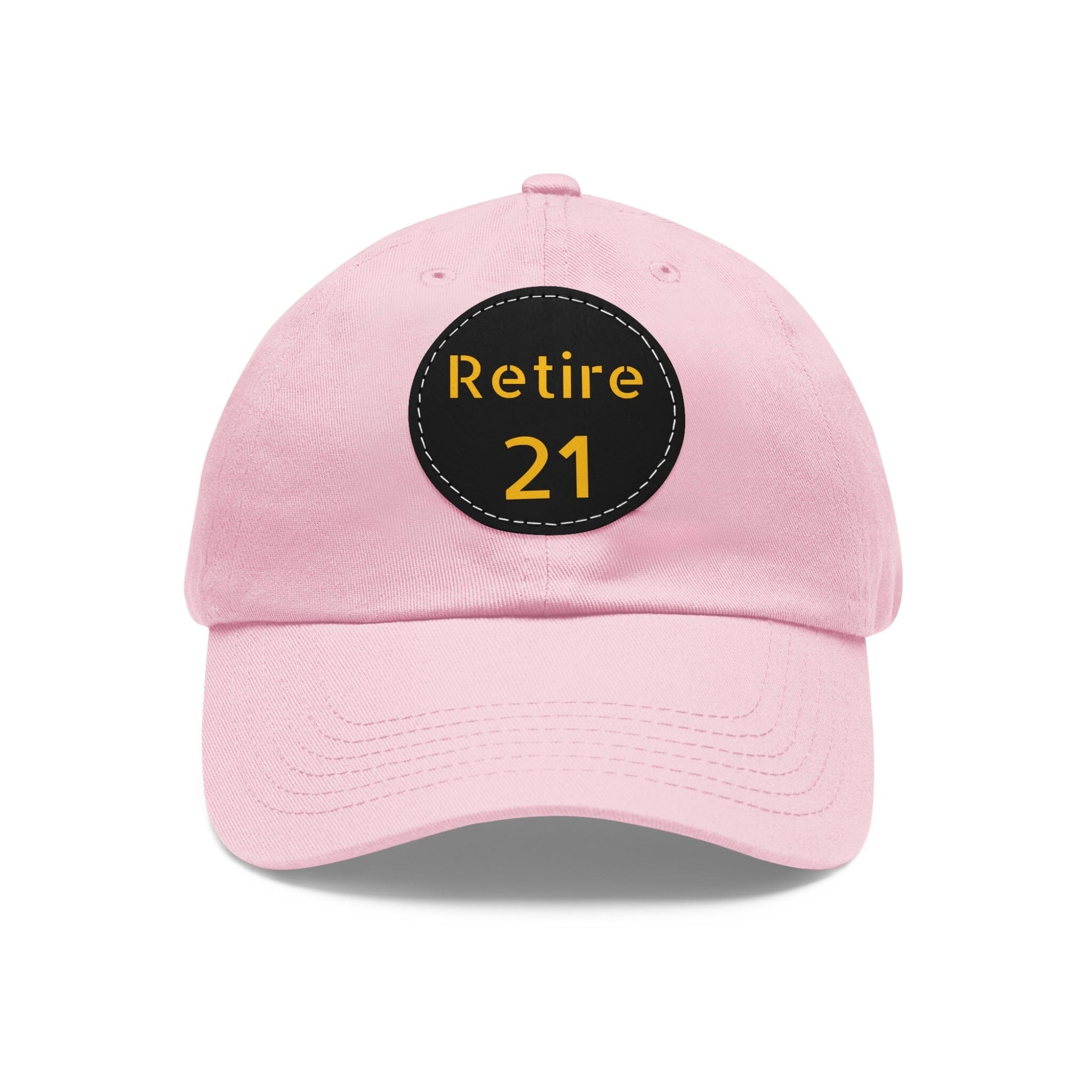 Retire 21 Hat With Leather Patch Hats Yinzergear Light Pink / Black patch Circle One size