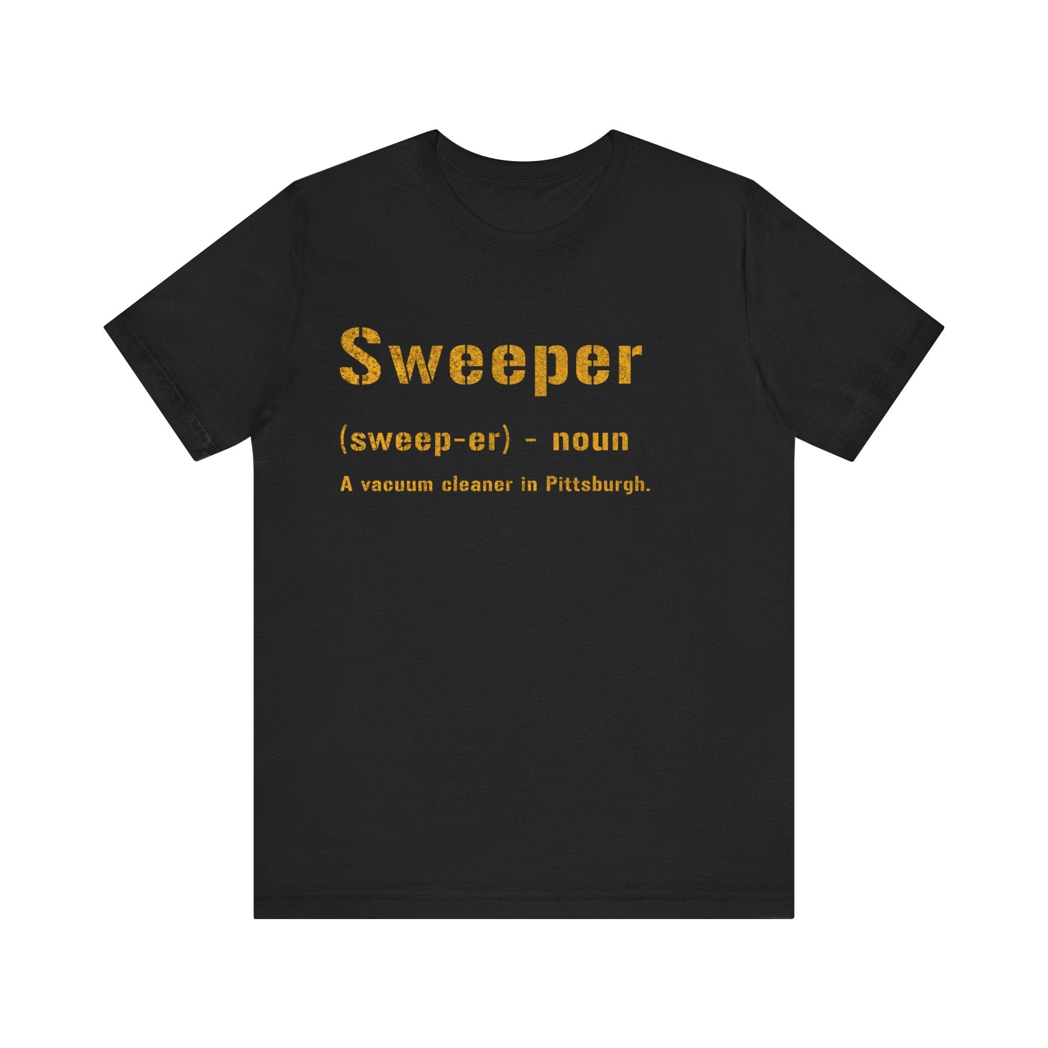Sweeper Pittsburghese definition tee on black tee | Yinzergear