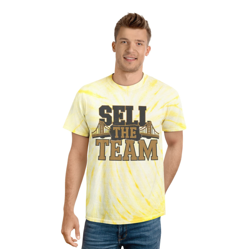 Sell The Team Pittsburgh Baseball Tie-Dye shirt on black tie-dye tee alternate view 4 | Yinzergear
