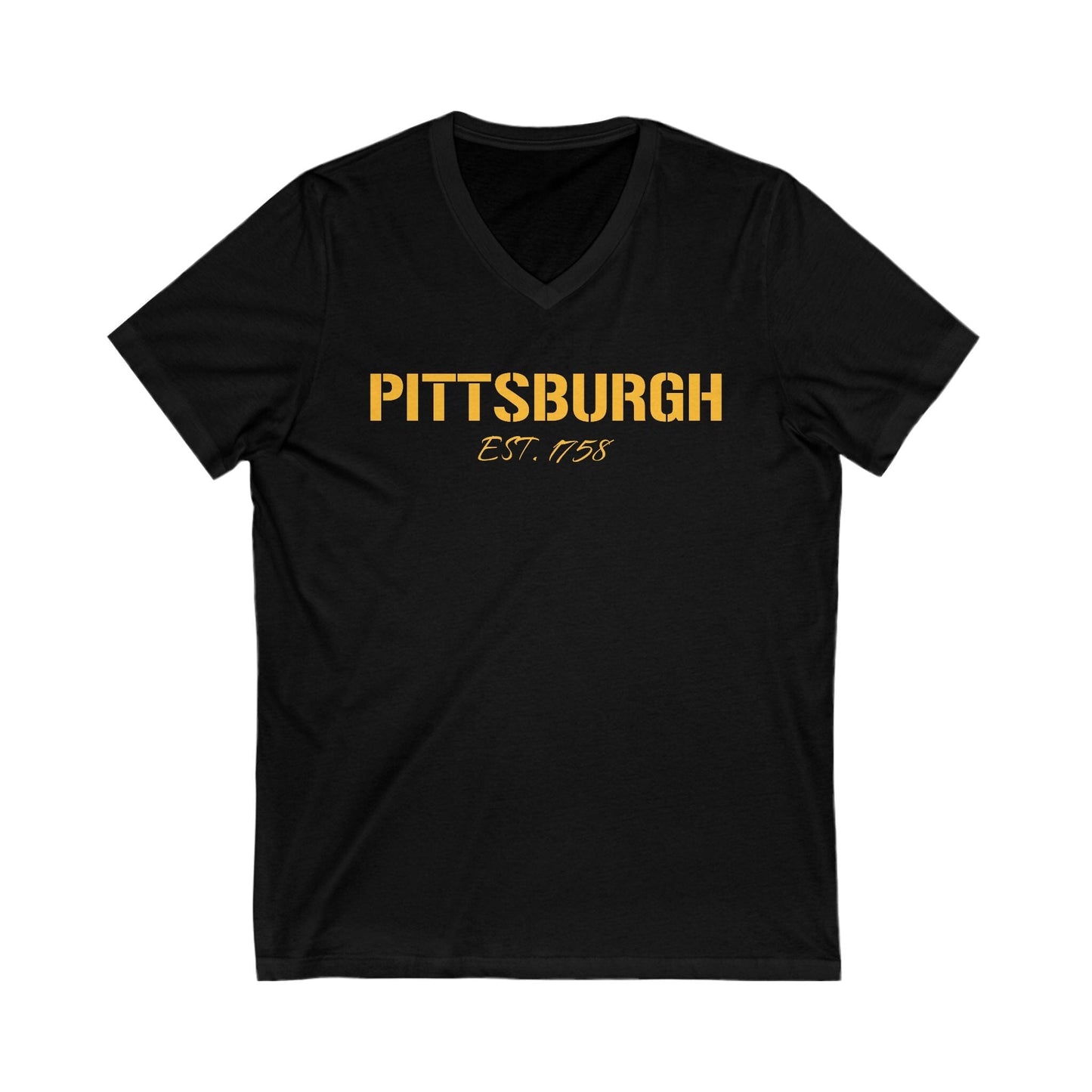 Pittsburgh Est. 1758 V-Neck Tee - Steel City Shirt V-neck Printify S Black 