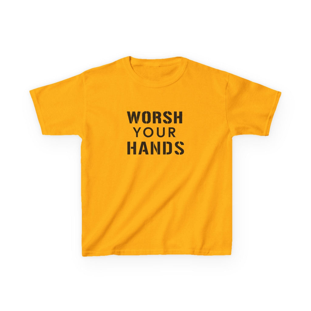 Worsh Your Hands Kids T-Shirt on gold kids shirt | Yinzergear
