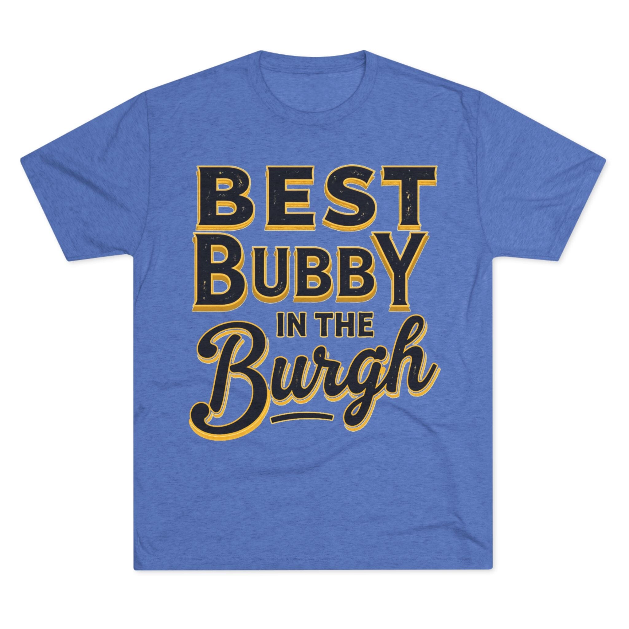 Bubby in the Burgh Tri-Blend T-shirt on royal tee | Yinzergear