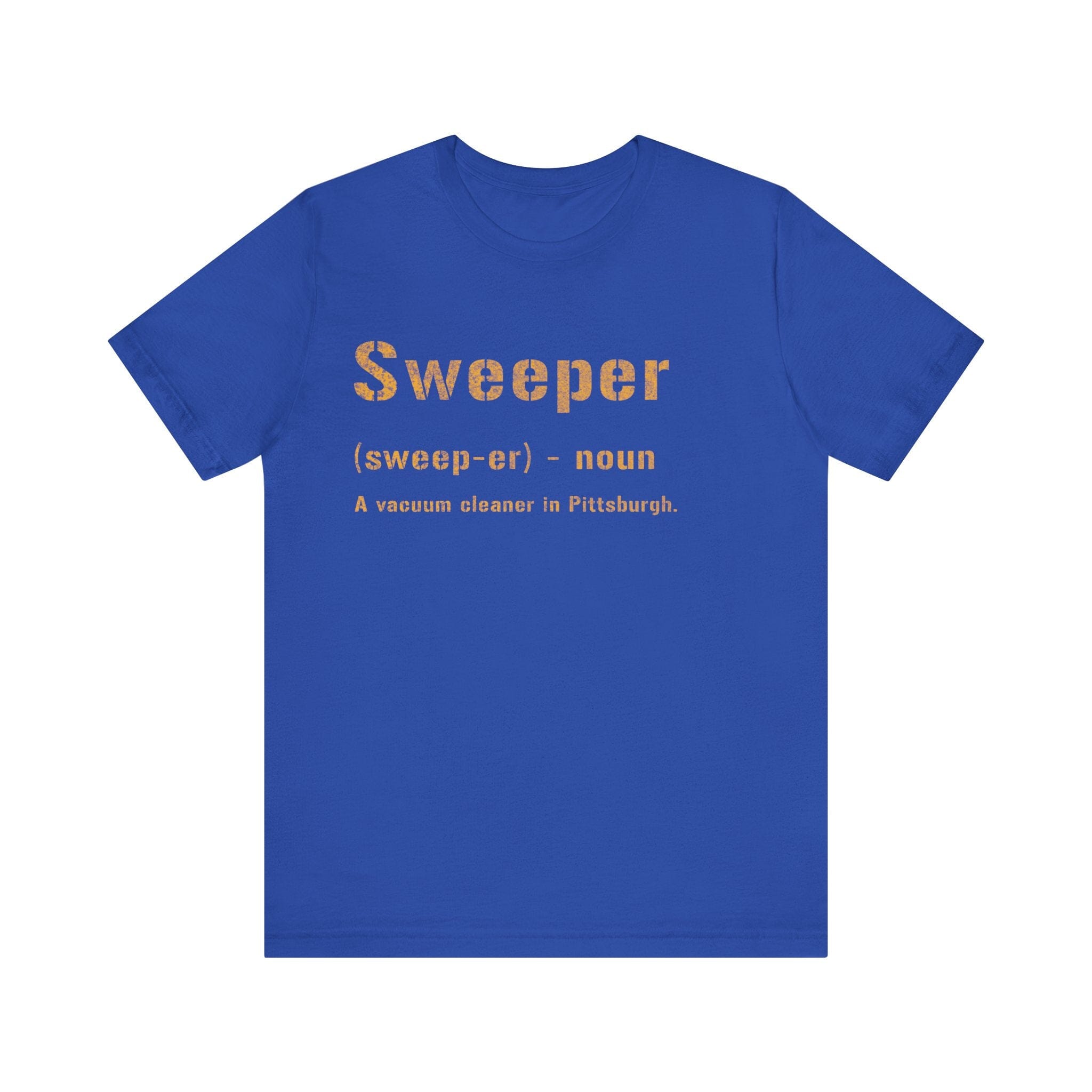 Sweeper Pittsburghese definition tee on royal blue tee | Yinzergear