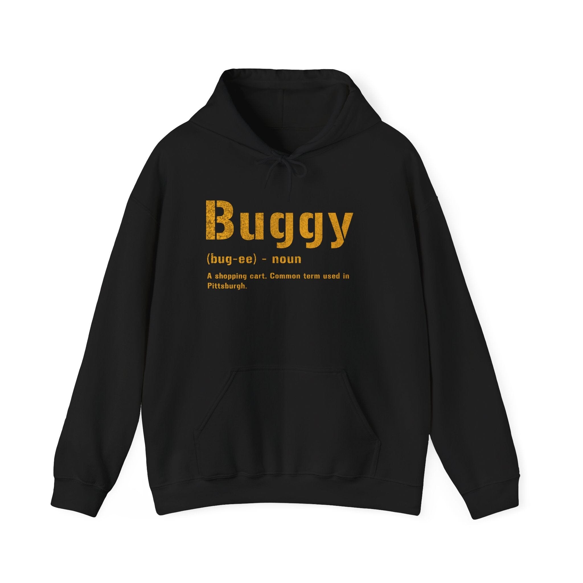 Buggy Hoodie Pittsburgh hoodie on black hoodie | Yinzergear