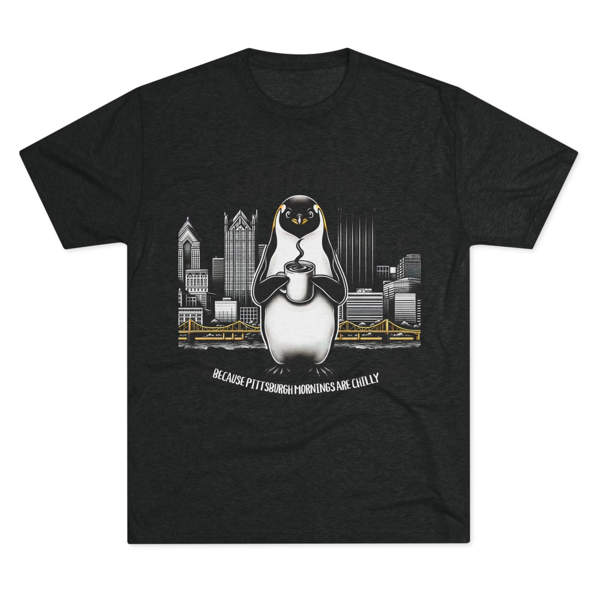 Coffee N’At Tri-Blend T-Shirt Pittsburgh tee on black tee | Yinzergear