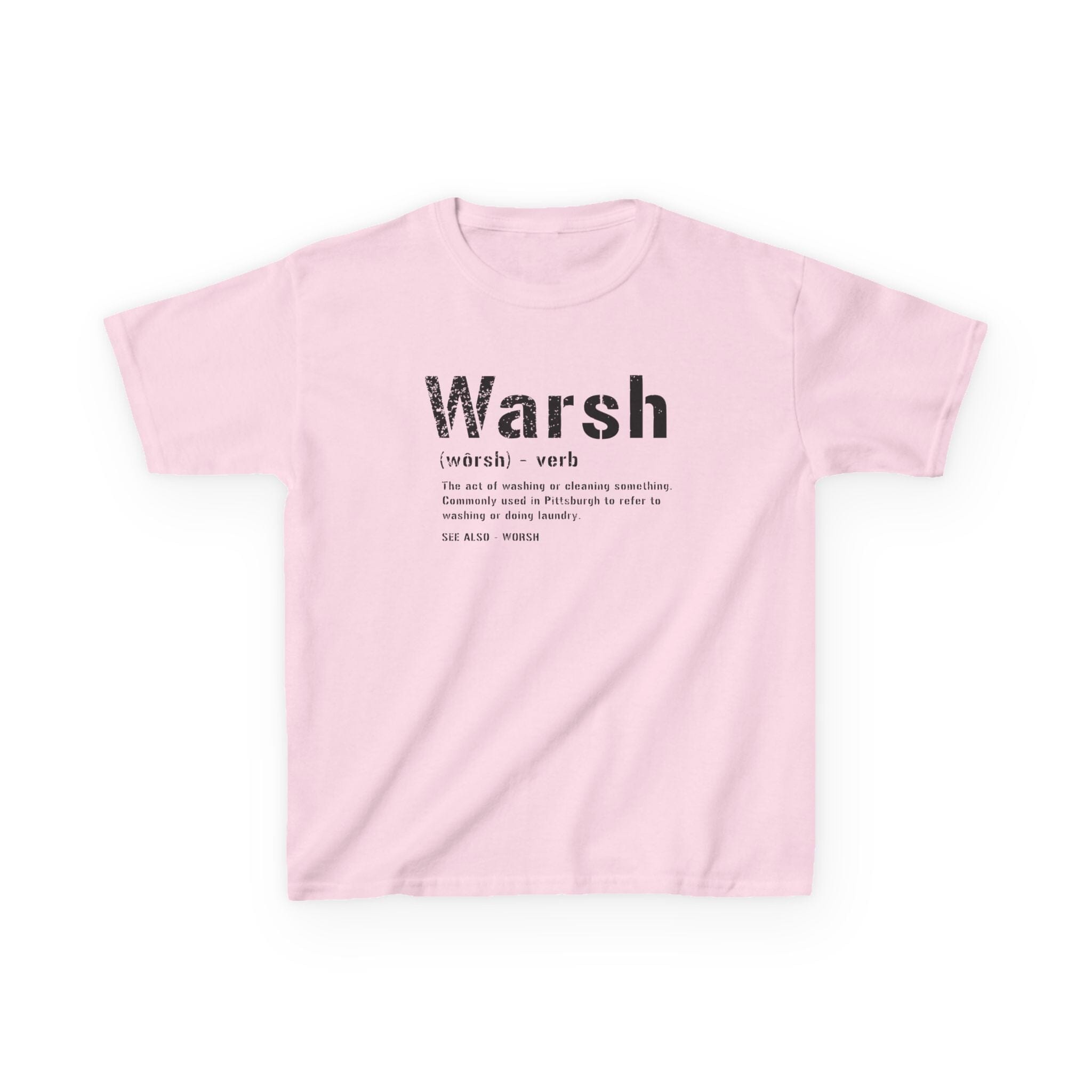 Warsh Pittsburghese kids T-shirt on pink kids shirt | Yinzergear
