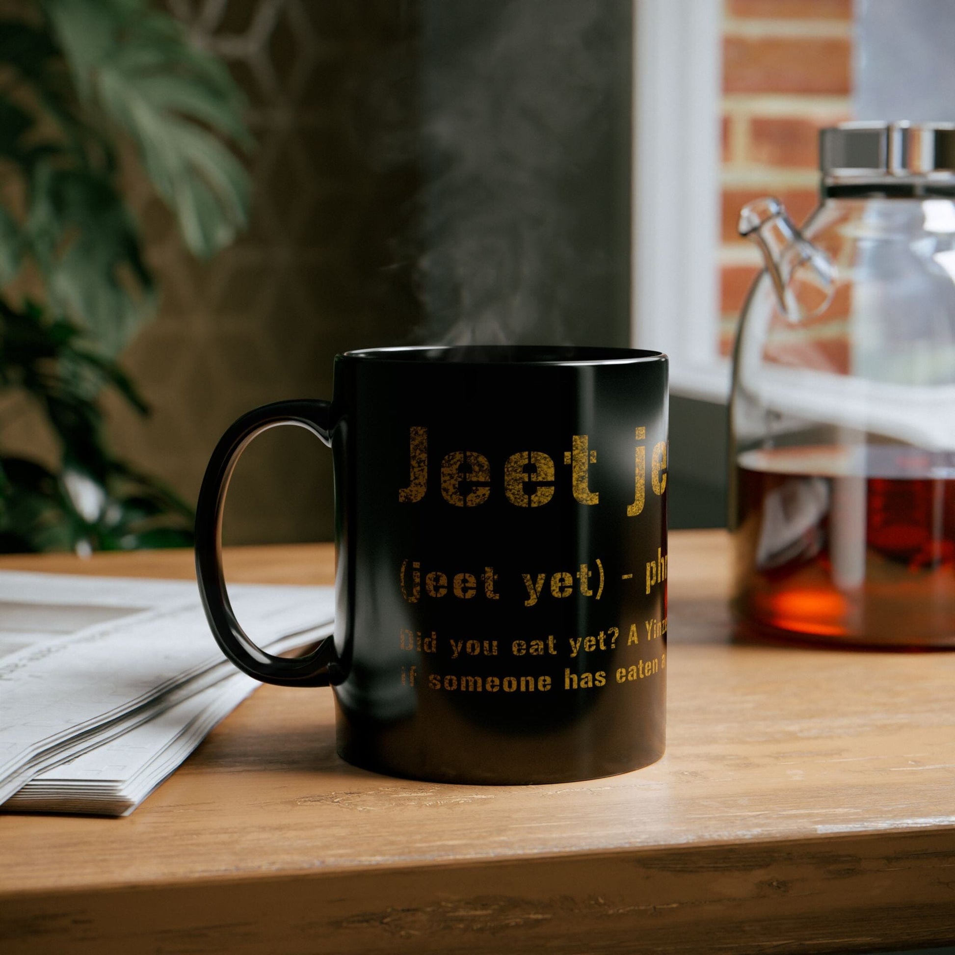 Jeet Jet Pittsburghese Coffee Mug – Black & Gold 11oz & 15oz Ceramic Yinzer Mug | Funny Pittsburgh Gift Mug Printify 