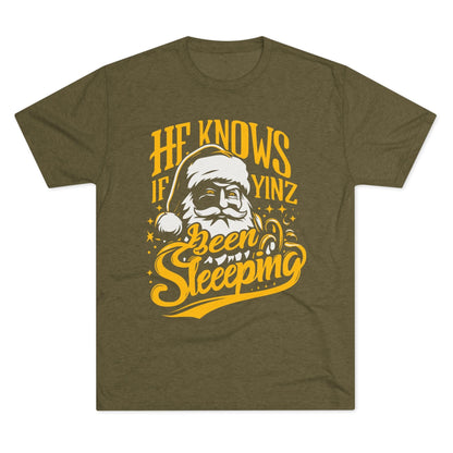 Yinzer Santa Tri-Blend Tee - Pittsburgh Christmas Shirt T-Shirt Printify S Tri-Blend Military Green 