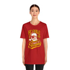 He Knows If Yinz Been Sleeping Christmas T-Shirt Pittsburgh tee product image alternate view 6 | Yinzergear