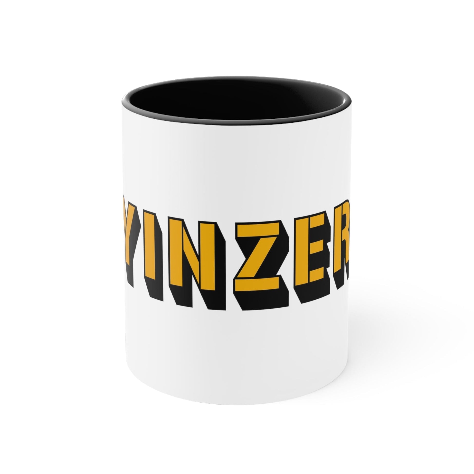 Yinzer 11oz White Coffee Mug - 3D Text Pittsburgheese Mug Printify Black 11oz 