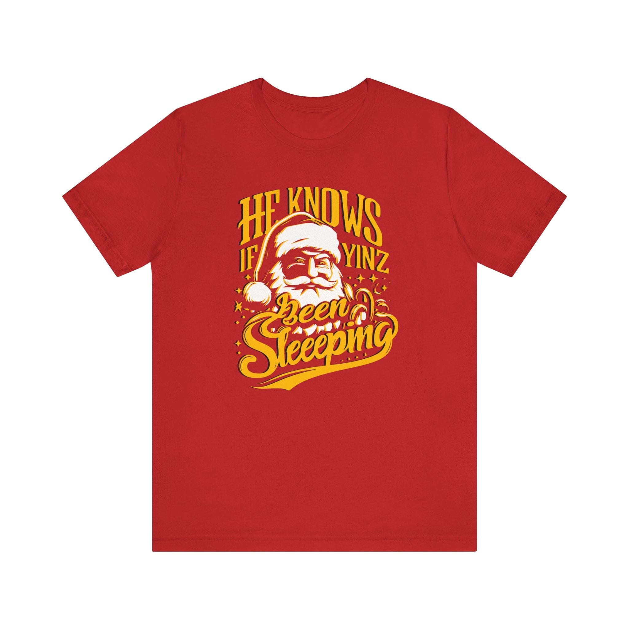 Yinzer Santa Christmas T-shirt on red tee | Yinzergear