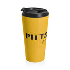 Sip Stainless Steel Travel Mug Pittsburgh mug front view mockup view | Yinzergear