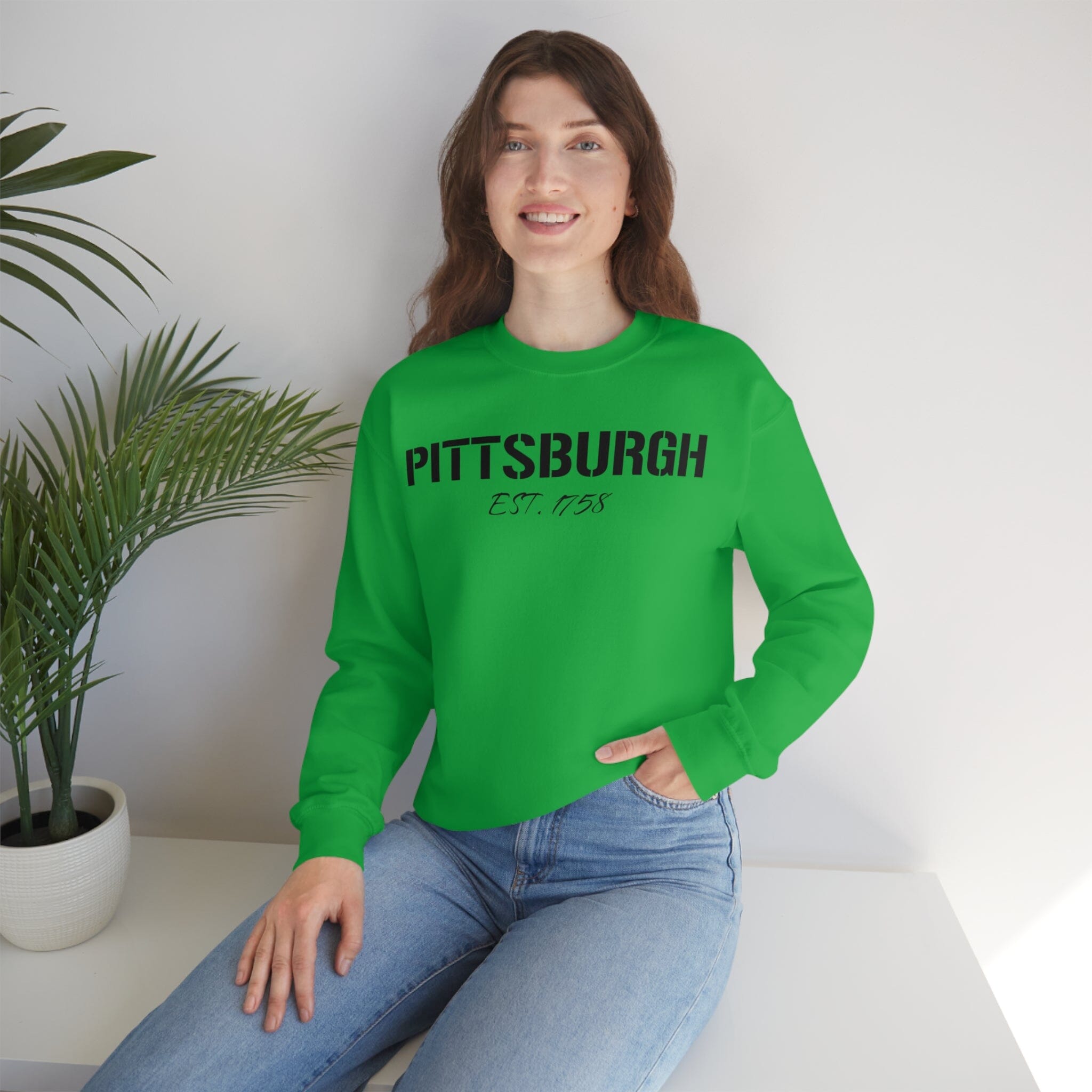 Pittsburgh 1758 Sweatshirt on irish green sweatshirt | Yinzergear