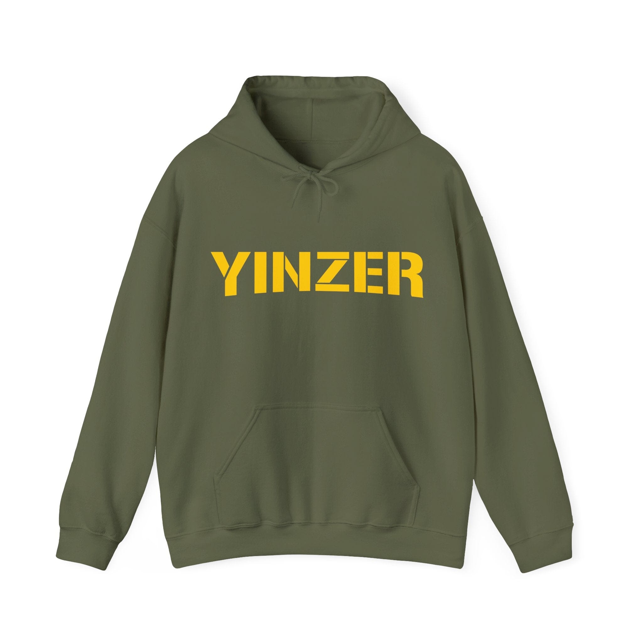 Yinzer Hoodie Pittsburgh hoodie on military green hoodie | Yinzergear