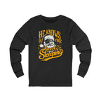 Yinzer Santa Christmas Long Sleeve Shirt Pittsburgh long sleeve shirt on grey long sleeve shirt | Yinzergear