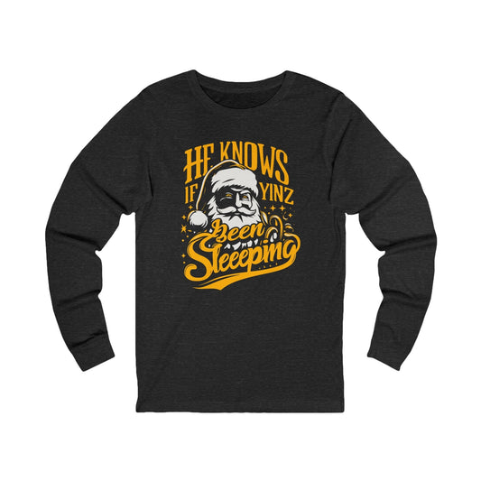 Yinzer Santa Long Sleeve Tee - Pittsburgh Christmas Long-sleeve Yinzergear S Dark Grey Heather 