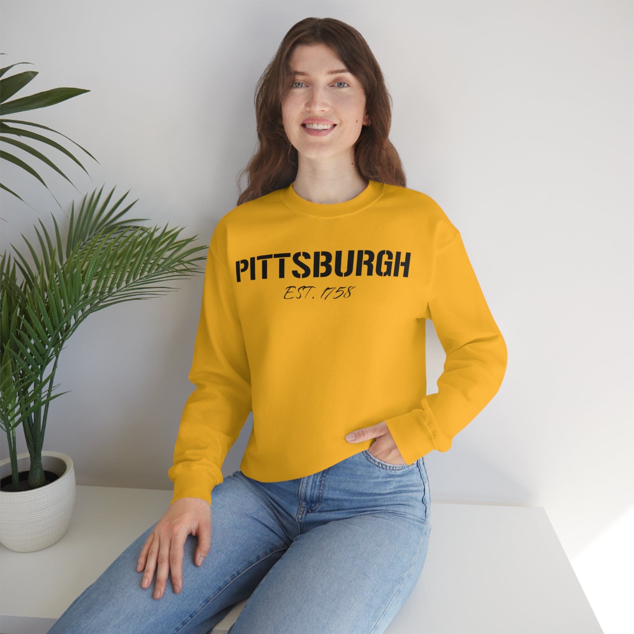 Pittsburgh 1758 Sweatshirt on gold sweatshirt | Yinzergear