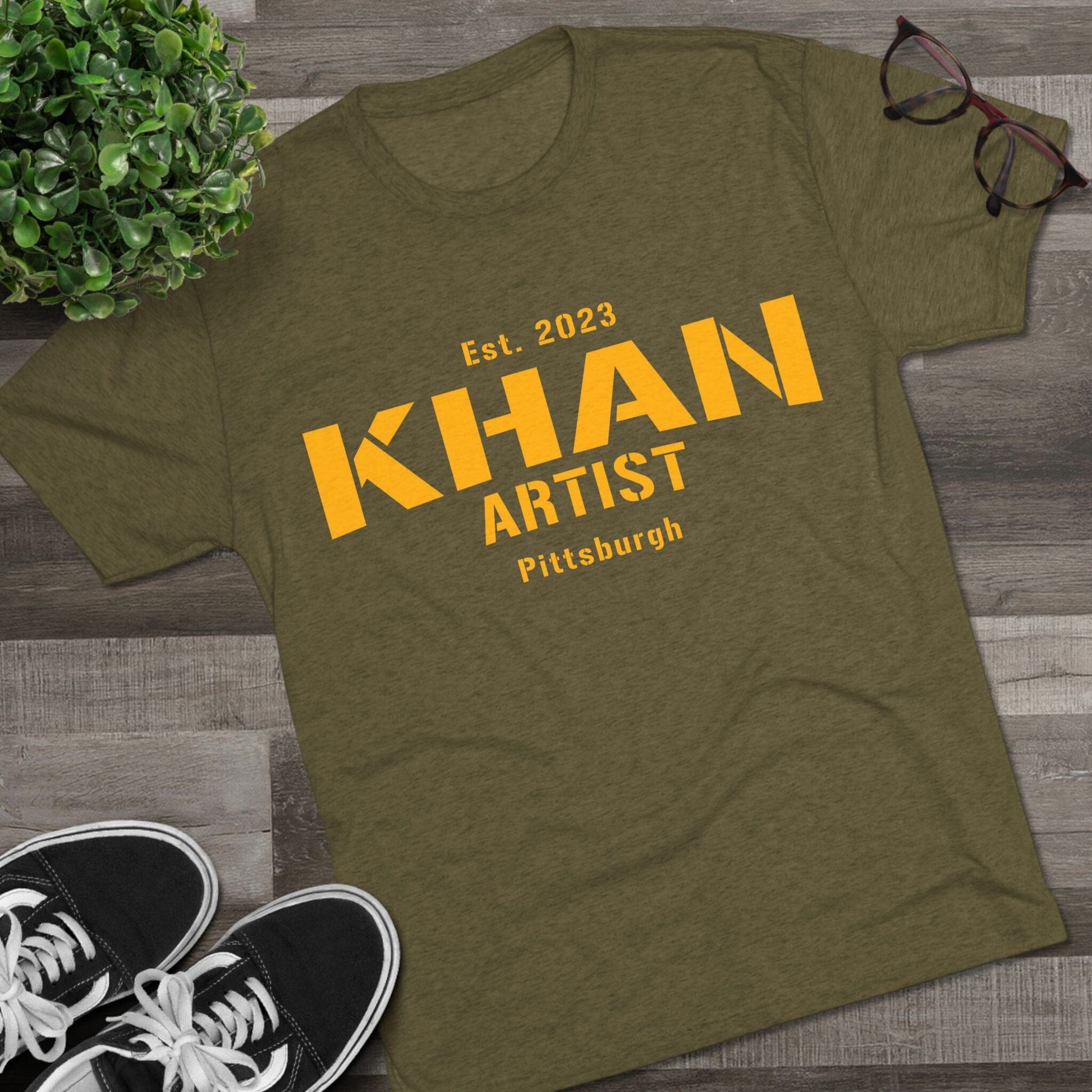Khan Artist Tri-Blend Tee - Pittsburgh Football Gift T-Shirt Printify 