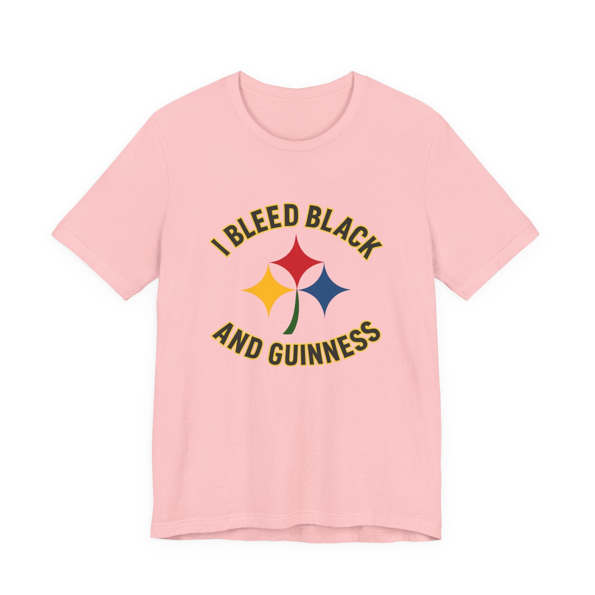 I Bleed Black and Gold Pittsburgh Irish T-Shirt Steelers football tee on black tee alternate view 7 | Yinzergear