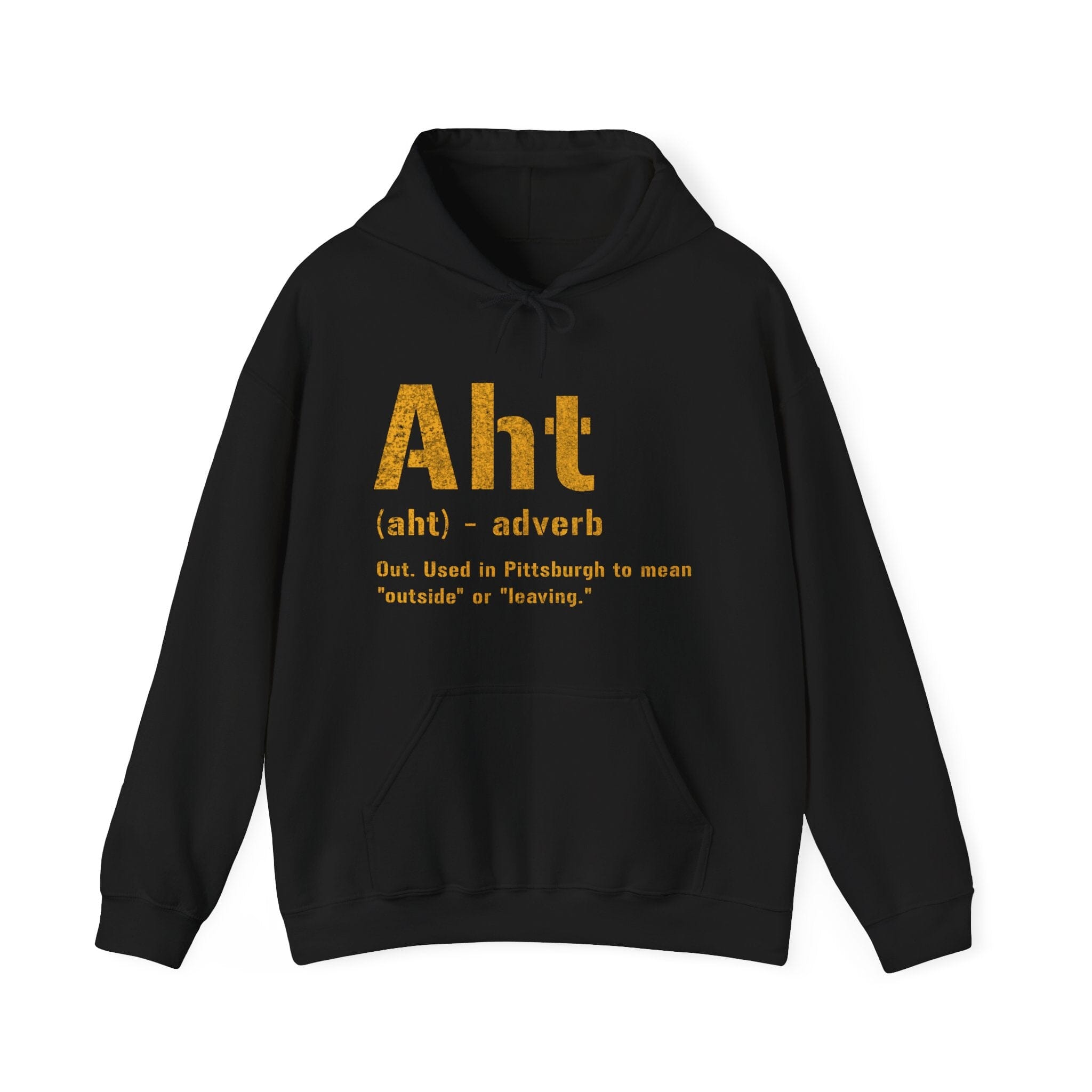 Aht Hoodie Pittsburgh hoodie on black hoodie | Yinzergear