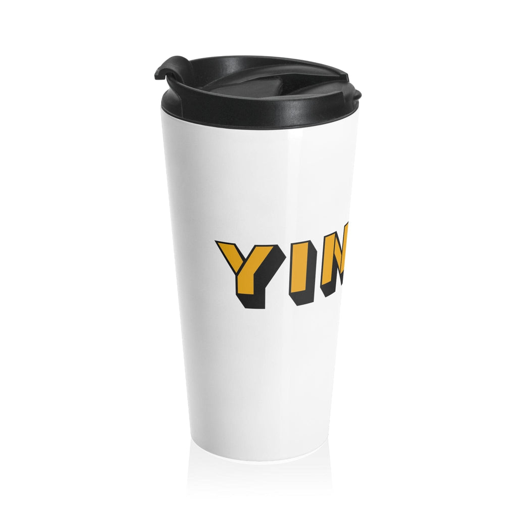 Yinzer Stainless Steel Travel Mug Pittsburgh mug front view alternate view 3 | Yinzergear