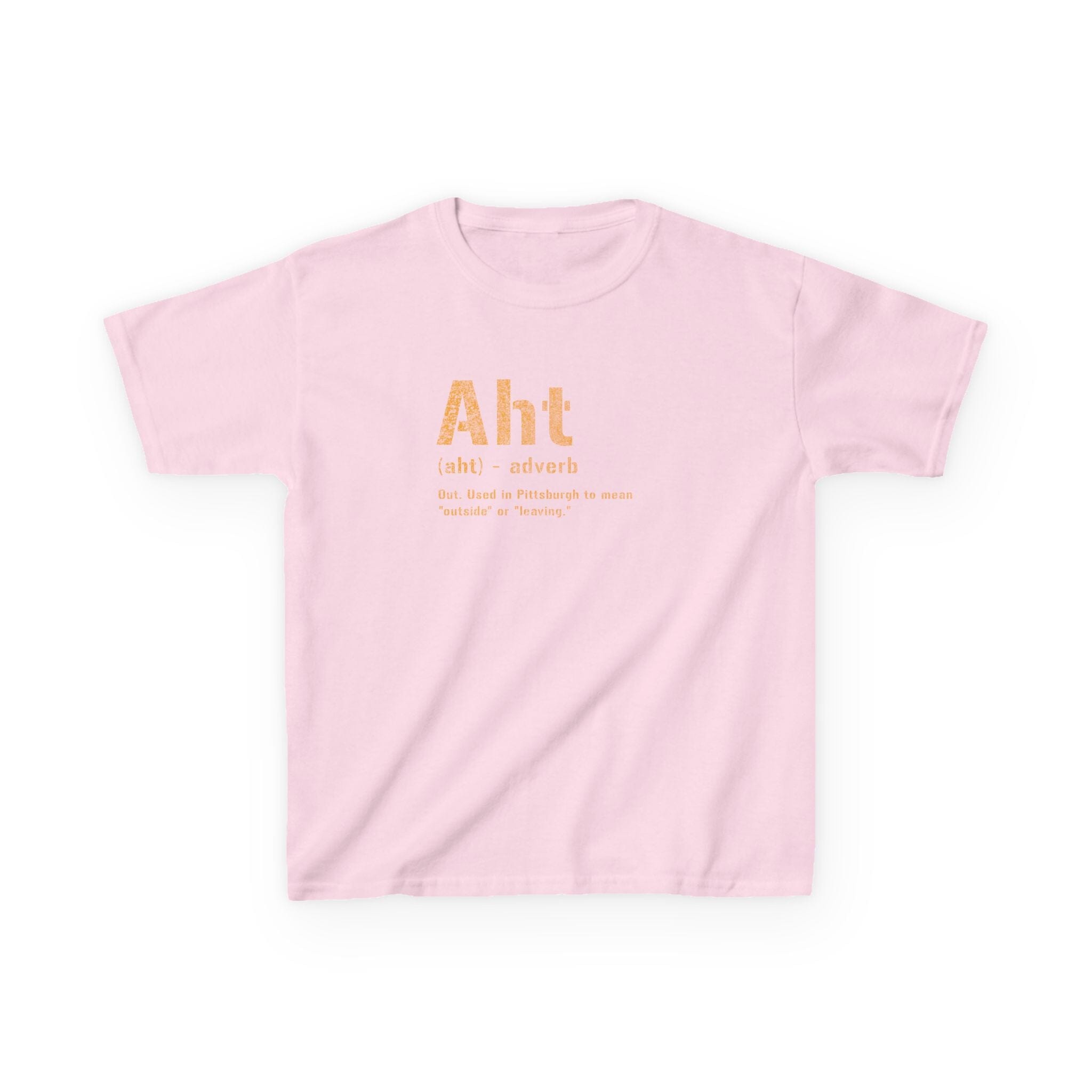 Aht Pittsburghese kids T-shirt on pink kids shirt | Yinzergear