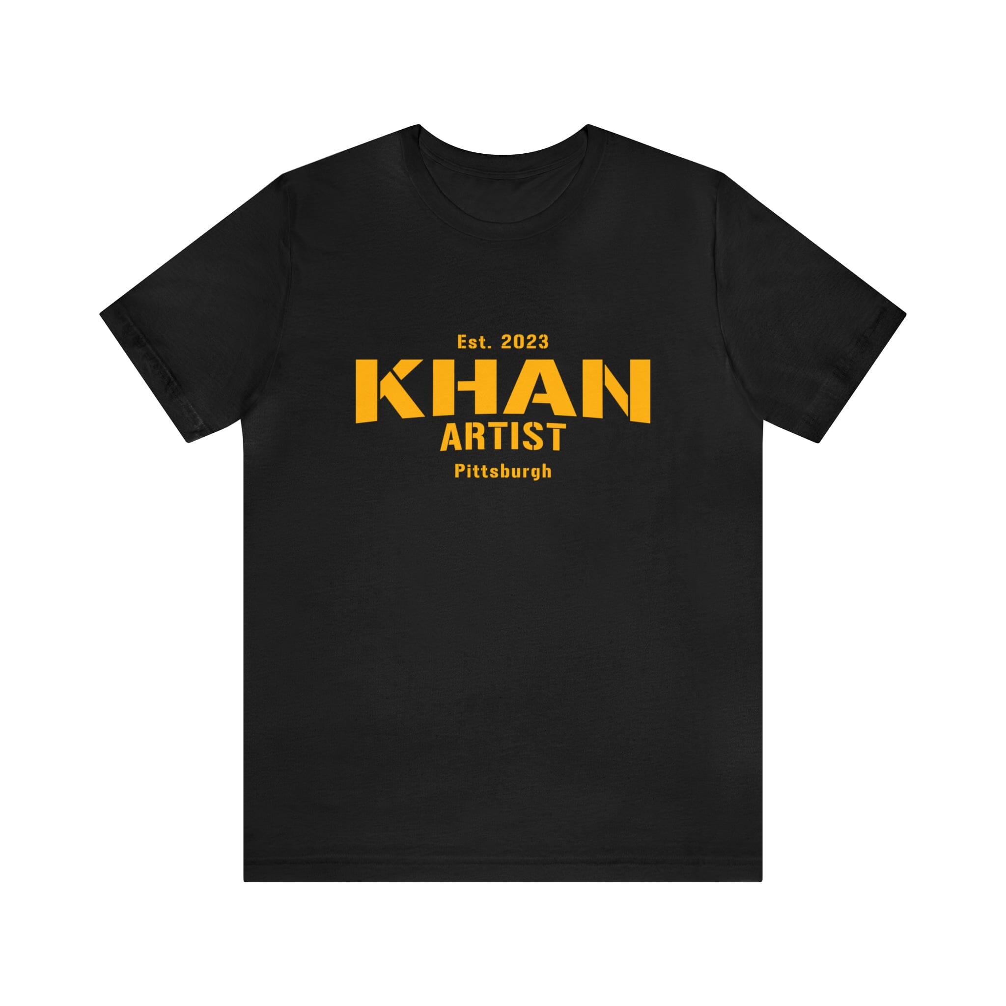 Khan Artist Pittsburgh Steelers football shirt on black tee | Yinzergear