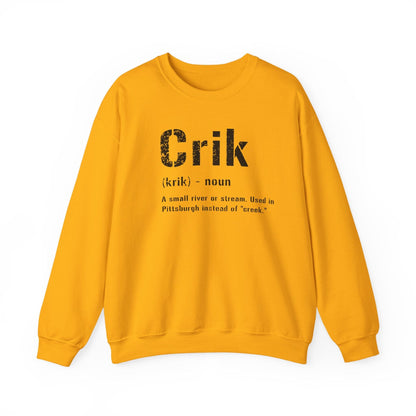 Crik Definition Sweatshirt - Pittsburghese Crewneck Sweatshirt Yinzergear S Gold 