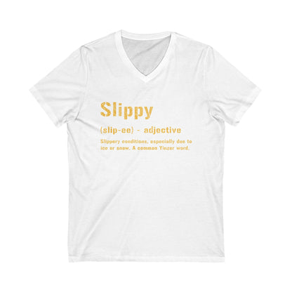 Slippy Pittsburgh V-Neck Tee - Pittsburghese Shirt V-neck Printify S White 
