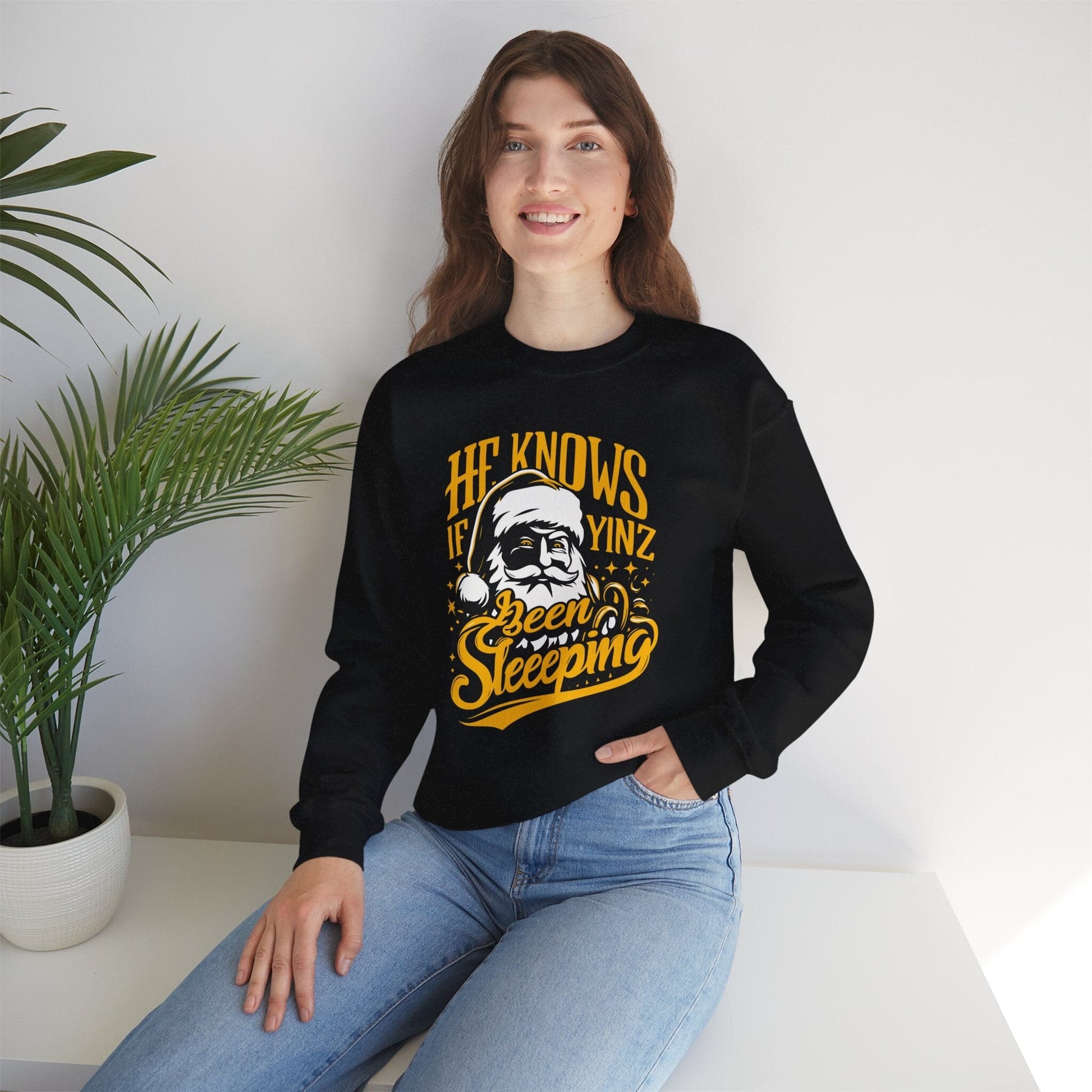 Yinzer Santa Crewneck - Pittsburgh Christmas Sweatshirt Sweatshirt Printify 