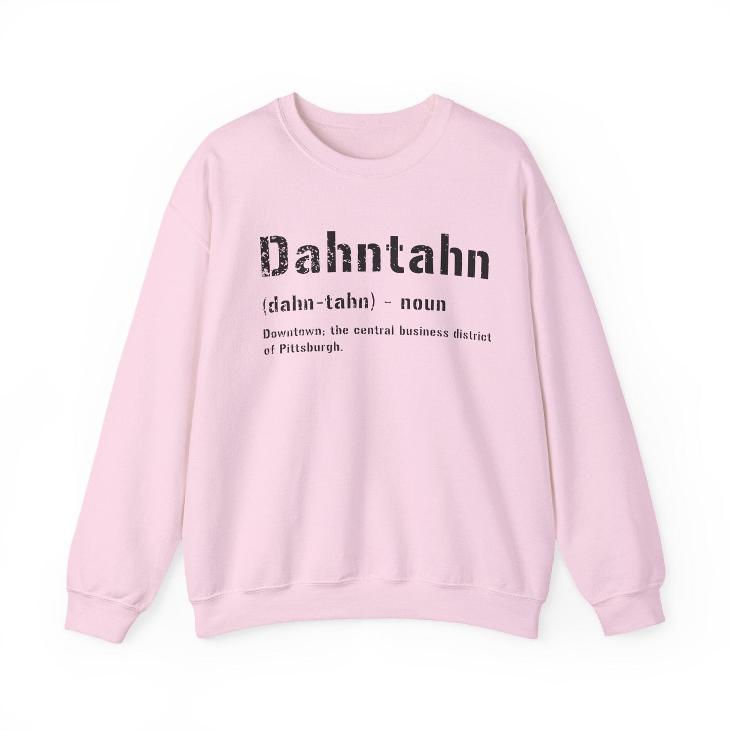Dahntahn Sweatshirt - Pittsburghese Crewneck Sweatshirt Yinzergear S Light Pink 