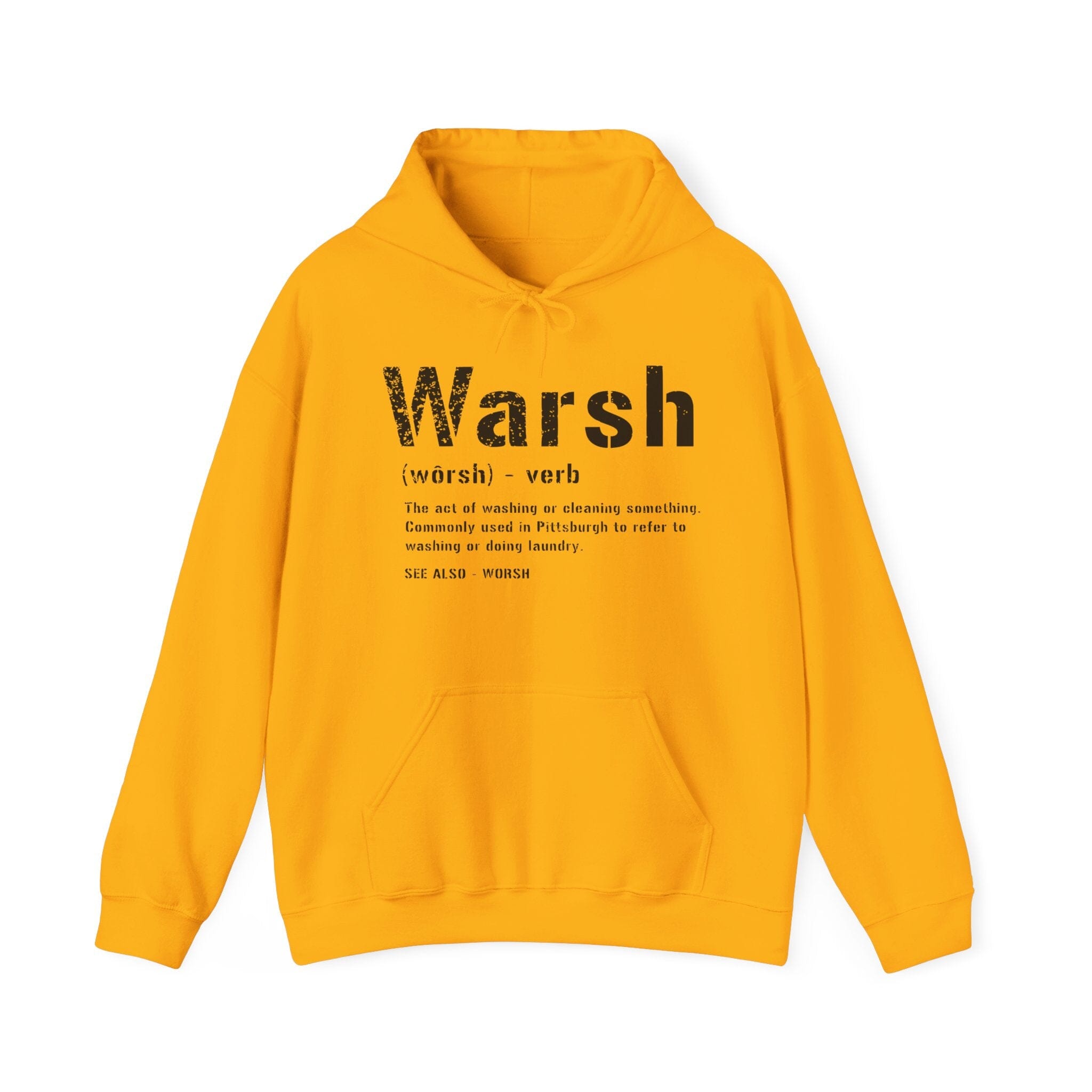Warsh Hoodie Pittsburgh hoodie on gold hoodie | Yinzergear