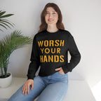 Worsh Your Hands Sweatshirt Pittsburgh sweatshirt on black sweatshirt | Yinzergear
