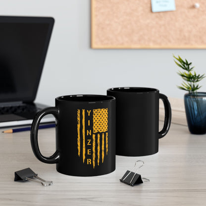 Yinzer Flag Coffee Mug – Black & Gold 11oz & 15oz Ceramic Mug | Patriotic Pittsburgh Gift Mug Printify 