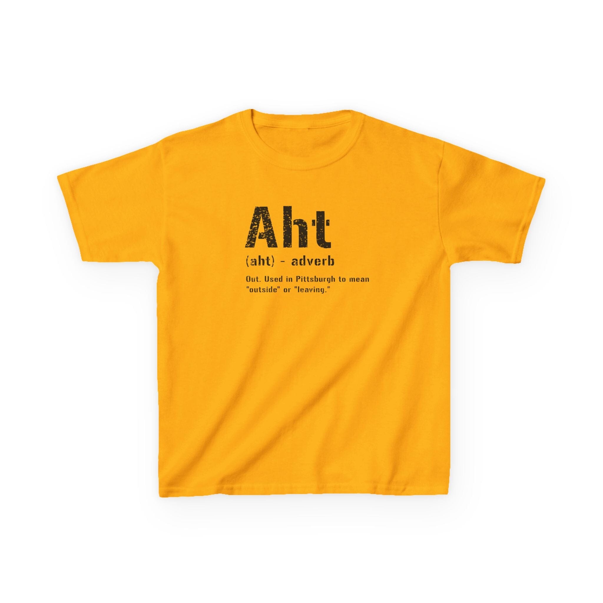 Aht Pittsburghese kids T-shirt on gold kids shirt | Yinzergear
