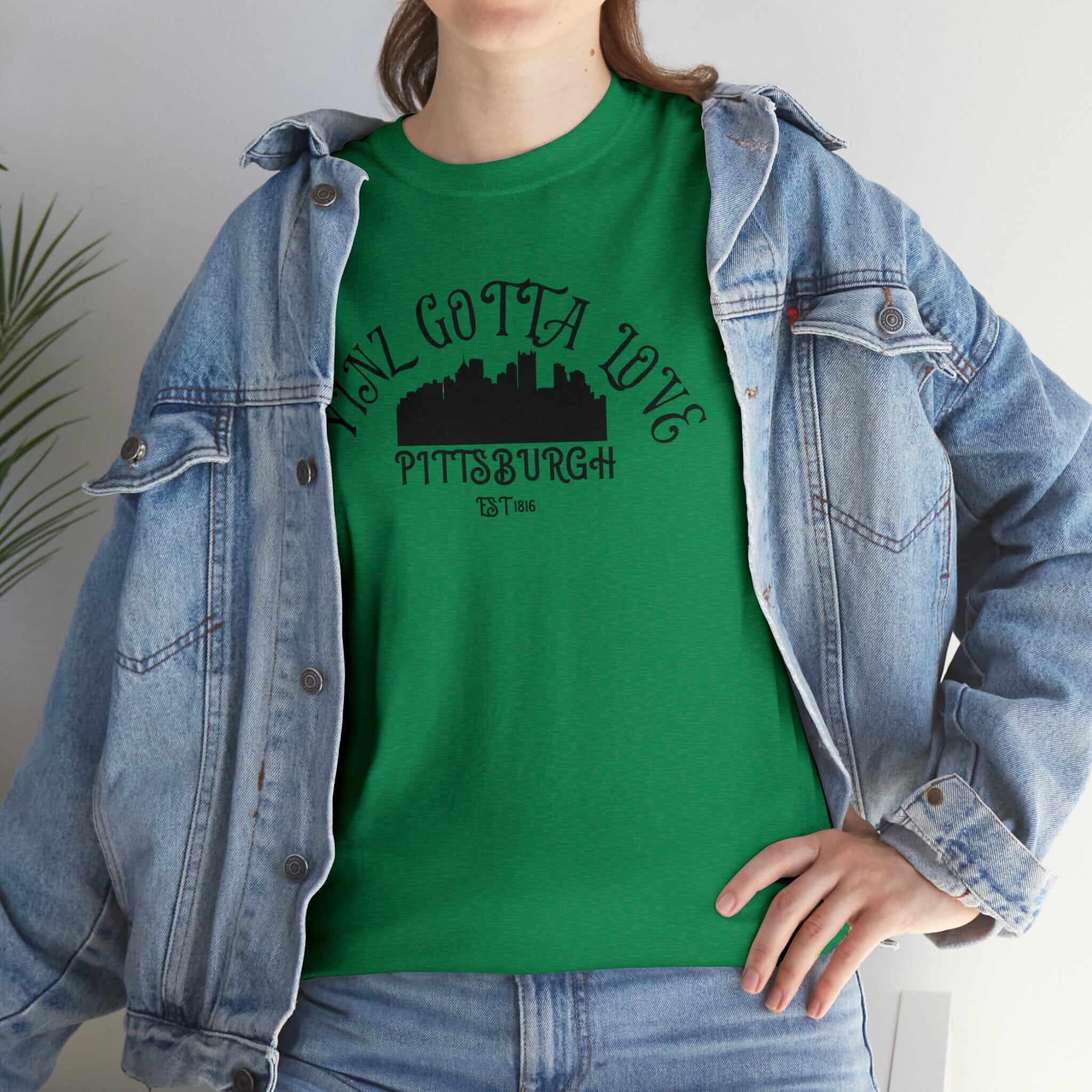 Yinz Gotta Love Pittsburgh T-shirt on irish green tee | Yinzergear