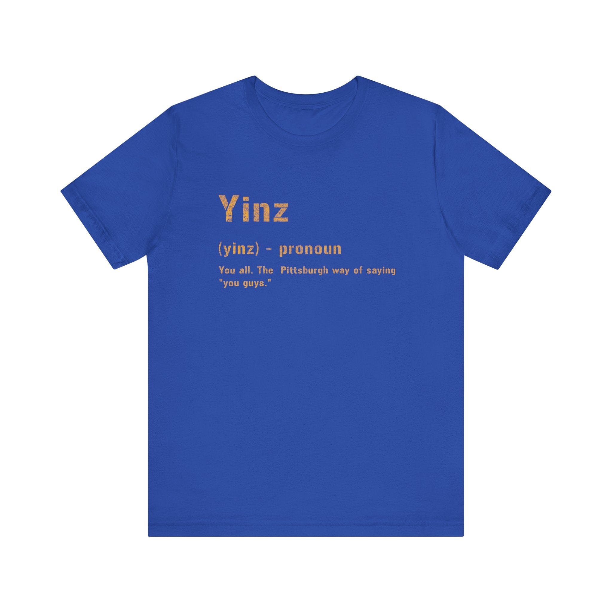 Yinz Pittsburghese definition tee on royal blue tee | Yinzergear