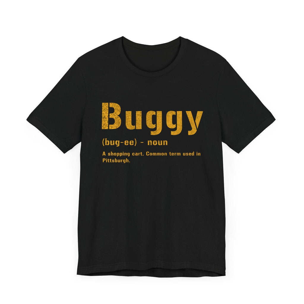 Buggy Pittsburghese definition tee on black tee alternate view 3 | Yinzergear