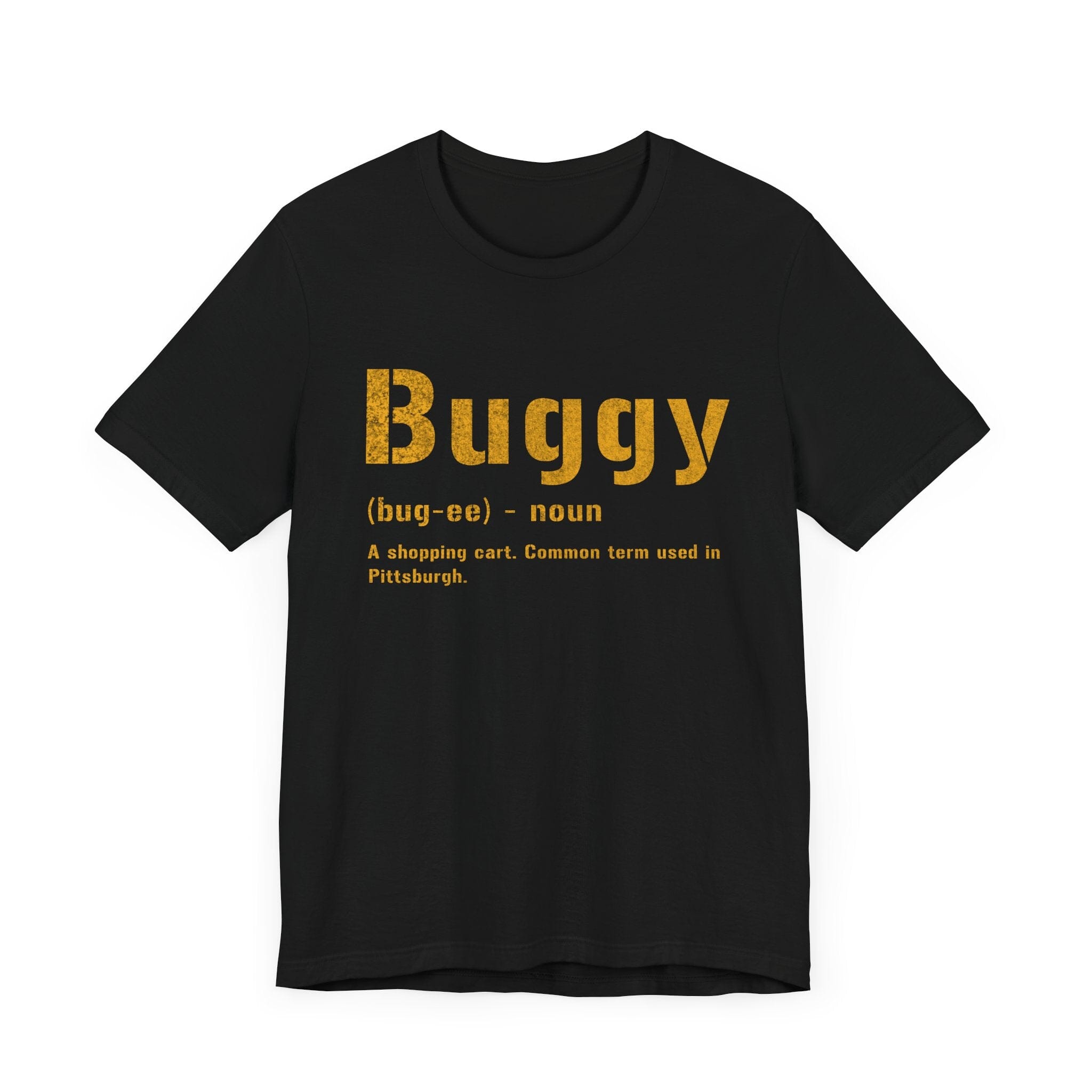 Buggy Pittsburghese definition tee on black tee alternate view 3 | Yinzergear