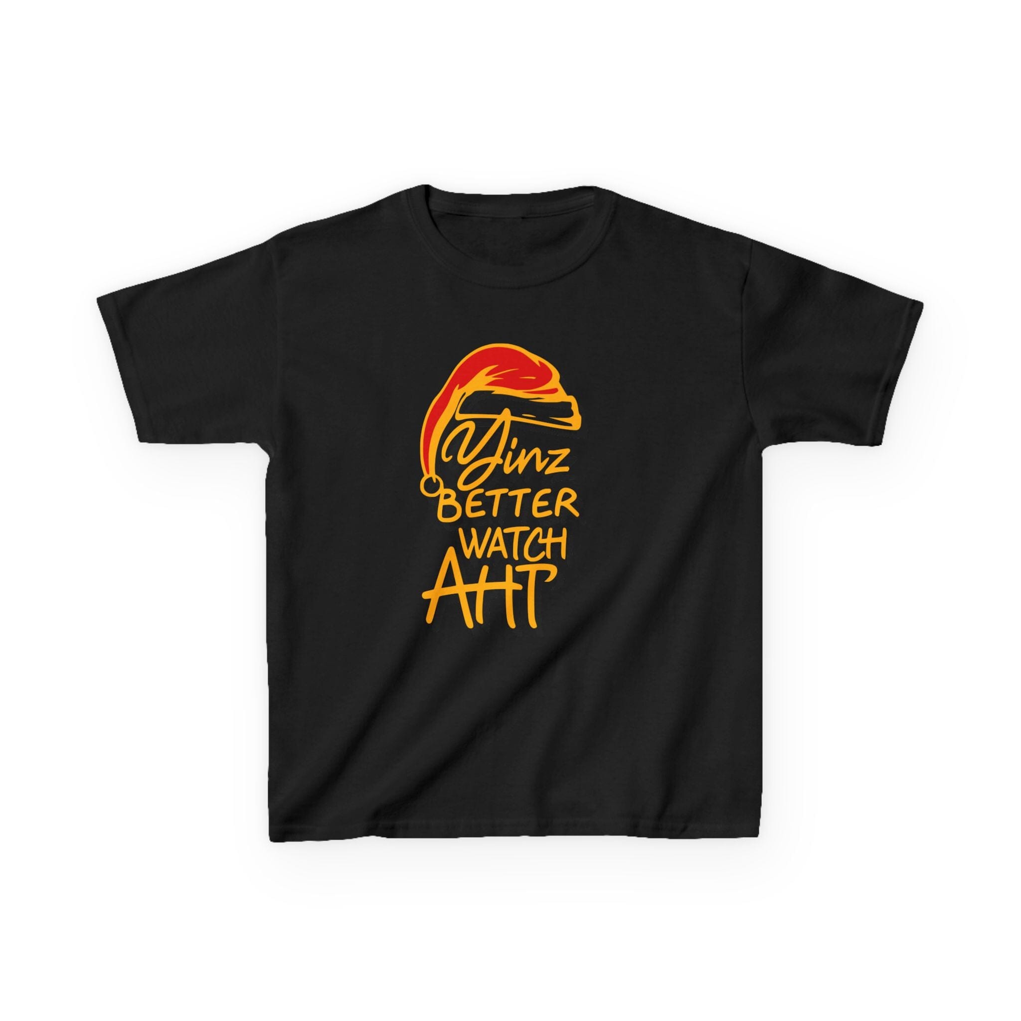 Yinz Better Watch Aht Kids Christmas T-Shirt Pittsburgh kids shirt on black kids shirt | Yinzergear