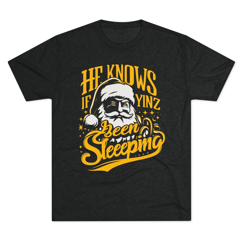 Yinzer Santa Tri-Blend Christmas T-shirt on black tee | Yinzergear