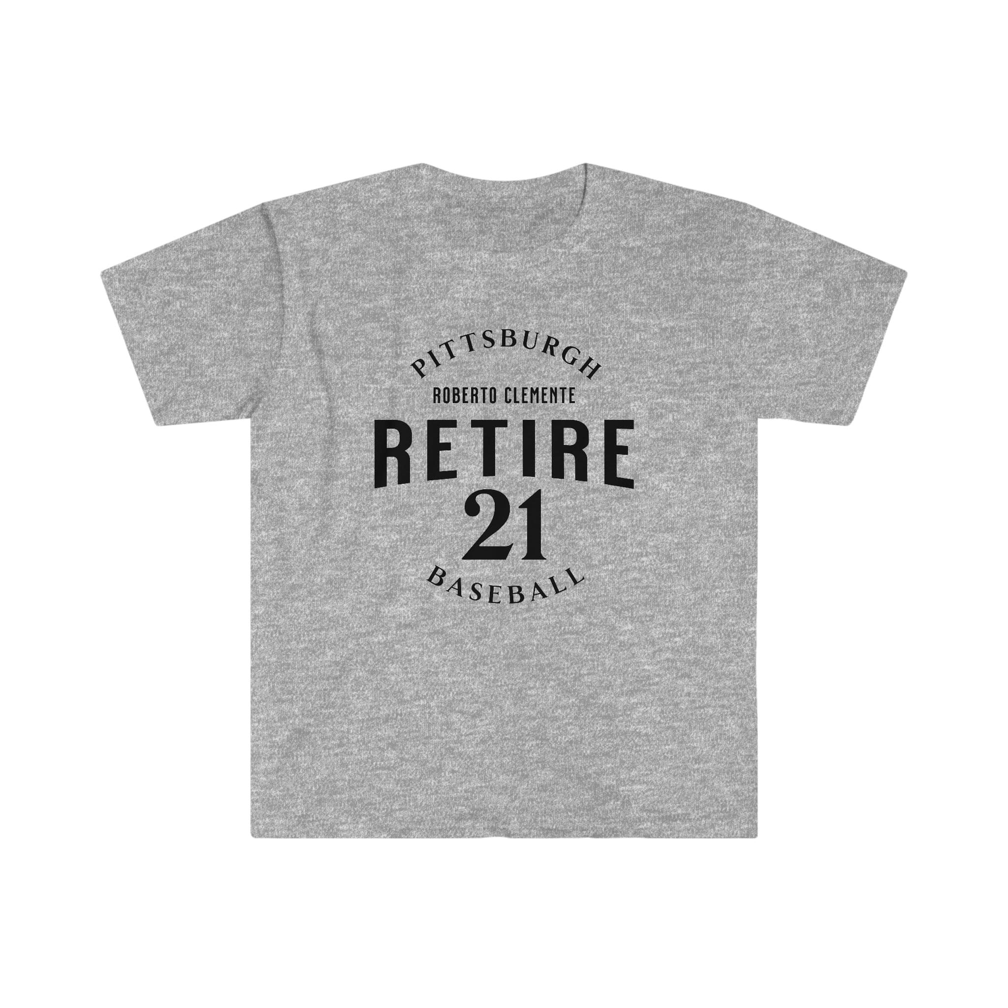 Retire 21 Pittsburgh Baseball T-shirt on sport gray tee | Yinzergear