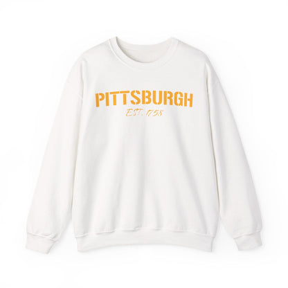 Pittsburgh EST 1758 Sweatshirt - Steel City Crewneck Sweatshirt Yinzergear S White 