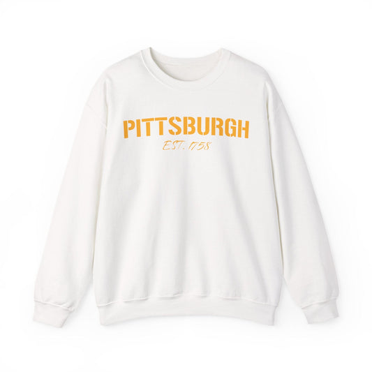 Pittsburgh EST 1758 Sweatshirt - Steel City Crewneck Sweatshirt Yinzergear S White 