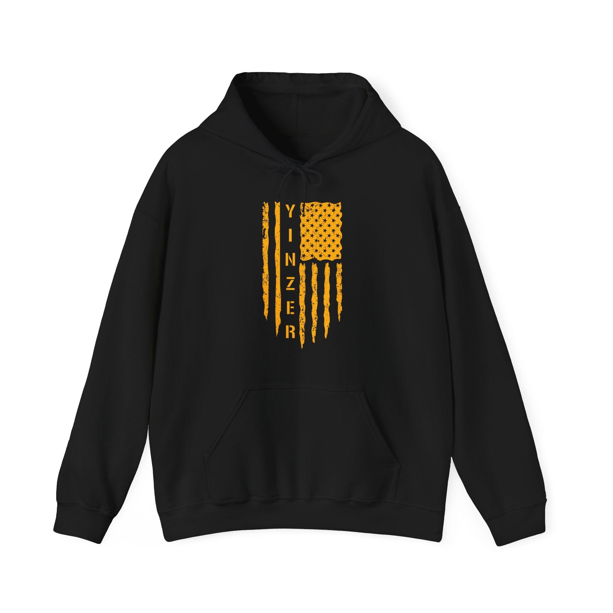 Yinzer Flag Hoodie Pittsburgh hoodie on black hoodie | Yinzergear