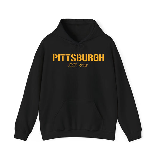 Pittsburgh Est 1758 Hoodie - Steel City Pride Gift Hoodie Printify Black S 