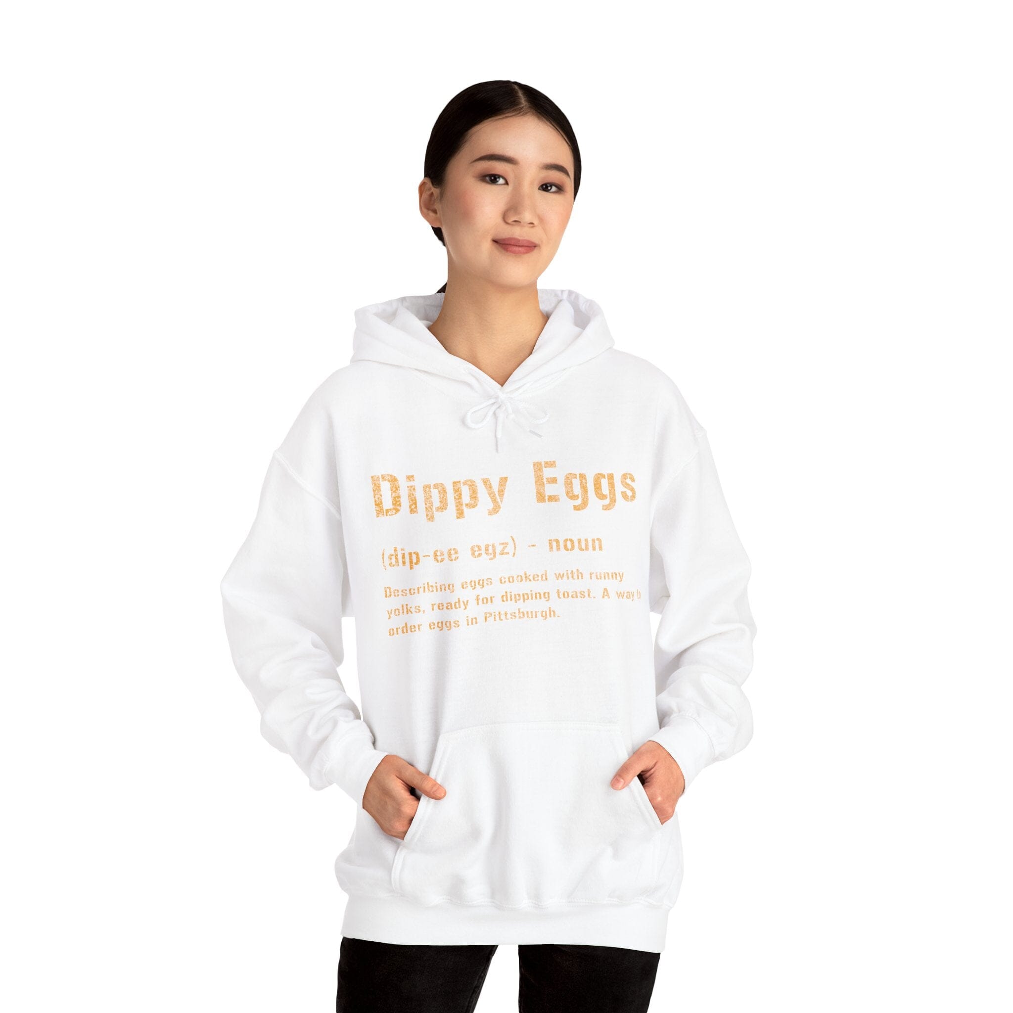 Dippy Eggs Pittsburghese Hoodie product image mockup view | Yinzergear