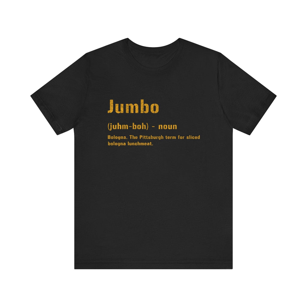 Jumbo Pittsburghese definition tee on black tee | Yinzergear
